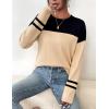 imageZeagoo Sweaters for Women Fall Outfits Trendy 2024 Long Sleeve Crew Neck Knit Pullover Sweater TopsColor Block 4 Black