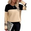 imageZeagoo Sweaters for Women Fall Outfits Trendy 2024 Long Sleeve Crew Neck Knit Pullover Sweater TopsColor Block 4 Black