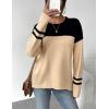 imageZeagoo Sweaters for Women Fall Outfits Trendy 2024 Long Sleeve Crew Neck Knit Pullover Sweater TopsColor Block 4 Black