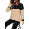 imageZeagoo Sweaters for Women Fall Outfits Trendy 2024 Long Sleeve Crew Neck Knit Pullover Sweater TopsColor Block 4 Black