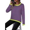 imageZeagoo Sweaters for Women Fall Outfits Trendy 2024 Long Sleeve Crew Neck Knit Pullover Sweater TopsStriped Pink