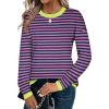 imageZeagoo Sweaters for Women Fall Outfits Trendy 2024 Long Sleeve Crew Neck Knit Pullover Sweater TopsStriped Pink
