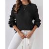 imageZeagoo Women 2024 Winter Oversized Sweater Crew Neck Long Sleeve Color Block Pullover Rib Knit Blouse Tops XS2XLAll Black