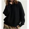 imageZeagoo Women 2024 Winter Oversized Sweater Crew Neck Long Sleeve Color Block Pullover Rib Knit Blouse Tops XS2XLAll Black