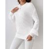 imageZeagoo Women 2024 Winter Oversized Sweater Crew Neck Long Sleeve Color Block Pullover Rib Knit Blouse Tops XS2XLAll White
