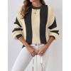 imageZeagoo Women 2024 Winter Oversized Sweater Crew Neck Long Sleeve Color Block Pullover Rib Knit Blouse Tops XS2XLApricot Black Stripe