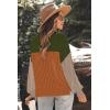 imageZeagoo Women 2024 Winter Oversized Sweater Crew Neck Long Sleeve Color Block Pullover Rib Knit Blouse Tops XS2XLArmy Green Brown Gray