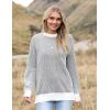 imageZeagoo Women 2024 Winter Oversized Sweater Crew Neck Long Sleeve Color Block Pullover Rib Knit Blouse Tops XS2XLBlack