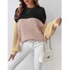 imageZeagoo Women 2024 Winter Oversized Sweater Crew Neck Long Sleeve Color Block Pullover Rib Knit Blouse Tops XS2XLBlack Pink