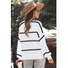 imageZeagoo Women 2024 Winter Oversized Sweater Crew Neck Long Sleeve Color Block Pullover Rib Knit Blouse Tops XS2XLBlack Striped White Color Blocked