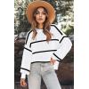 imageZeagoo Women 2024 Winter Oversized Sweater Crew Neck Long Sleeve Color Block Pullover Rib Knit Blouse Tops XS2XLBlack Striped White Color Blocked