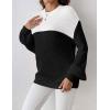 imageZeagoo Women 2024 Winter Oversized Sweater Crew Neck Long Sleeve Color Block Pullover Rib Knit Blouse Tops XS2XLBlack and White