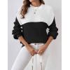imageZeagoo Women 2024 Winter Oversized Sweater Crew Neck Long Sleeve Color Block Pullover Rib Knit Blouse Tops XS2XLBlack and White