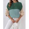 imageZeagoo Women 2024 Winter Oversized Sweater Crew Neck Long Sleeve Color Block Pullover Rib Knit Blouse Tops XS2XLBlue Green
