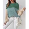 imageZeagoo Women 2024 Winter Oversized Sweater Crew Neck Long Sleeve Color Block Pullover Rib Knit Blouse Tops XS2XLBlue Green