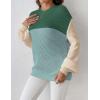 imageZeagoo Women 2024 Winter Oversized Sweater Crew Neck Long Sleeve Color Block Pullover Rib Knit Blouse Tops XS2XLBlue Green