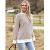 imageZeagoo Women 2024 Winter Oversized Sweater Crew Neck Long Sleeve Color Block Pullover Rib Knit Blouse Tops XS2XLBrown