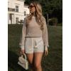 imageZeagoo Women 2024 Winter Oversized Sweater Crew Neck Long Sleeve Color Block Pullover Rib Knit Blouse Tops XS2XLBrown Khaki
