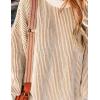 imageZeagoo Women 2024 Winter Oversized Sweater Crew Neck Long Sleeve Color Block Pullover Rib Knit Blouse Tops XS2XLKhaki
