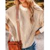 imageZeagoo Women 2024 Winter Oversized Sweater Crew Neck Long Sleeve Color Block Pullover Rib Knit Blouse Tops XS2XLKhaki
