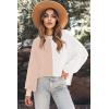 imageZeagoo Women 2024 Winter Oversized Sweater Crew Neck Long Sleeve Color Block Pullover Rib Knit Blouse Tops XS2XLKhaki Gray