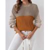 imageZeagoo Women 2024 Winter Oversized Sweater Crew Neck Long Sleeve Color Block Pullover Rib Knit Blouse Tops XS2XLKhaki Orange