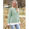 imageZeagoo Women 2024 Winter Oversized Sweater Crew Neck Long Sleeve Color Block Pullover Rib Knit Blouse Tops XS2XLLight Green