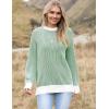 imageZeagoo Women 2024 Winter Oversized Sweater Crew Neck Long Sleeve Color Block Pullover Rib Knit Blouse Tops XS2XLLight Green