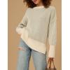 imageZeagoo Women 2024 Winter Oversized Sweater Crew Neck Long Sleeve Color Block Pullover Rib Knit Blouse Tops XS2XLLightgreen