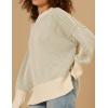 imageZeagoo Women 2024 Winter Oversized Sweater Crew Neck Long Sleeve Color Block Pullover Rib Knit Blouse Tops XS2XLLightgreen