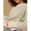 imageZeagoo Women 2024 Winter Oversized Sweater Crew Neck Long Sleeve Color Block Pullover Rib Knit Blouse Tops XS2XLLightgreen