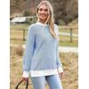 imageZeagoo Women 2024 Winter Oversized Sweater Crew Neck Long Sleeve Color Block Pullover Rib Knit Blouse Tops XS2XLNavy Blue