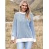 imageZeagoo Women 2024 Winter Oversized Sweater Crew Neck Long Sleeve Color Block Pullover Rib Knit Blouse Tops XS2XLNavy Blue