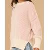 imageZeagoo Women 2024 Winter Oversized Sweater Crew Neck Long Sleeve Color Block Pullover Rib Knit Blouse Tops XS2XLPink