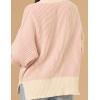 imageZeagoo Women 2024 Winter Oversized Sweater Crew Neck Long Sleeve Color Block Pullover Rib Knit Blouse Tops XS2XLPink