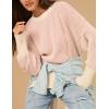 imageZeagoo Women 2024 Winter Oversized Sweater Crew Neck Long Sleeve Color Block Pullover Rib Knit Blouse Tops XS2XLPink
