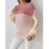 imageZeagoo Women 2024 Winter Oversized Sweater Crew Neck Long Sleeve Color Block Pullover Rib Knit Blouse Tops XS2XLPink Khaki