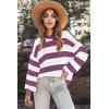 imageZeagoo Women 2024 Winter Oversized Sweater Crew Neck Long Sleeve Color Block Pullover Rib Knit Blouse Tops XS2XLPink White Stripe