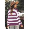 imageZeagoo Women 2024 Winter Oversized Sweater Crew Neck Long Sleeve Color Block Pullover Rib Knit Blouse Tops XS2XLPink White Stripe