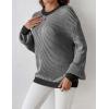 imageZeagoo Women 2024 Winter Oversized Sweater Crew Neck Long Sleeve Color Block Pullover Rib Knit Blouse Tops XS2XLRe Black