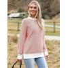 imageZeagoo Women 2024 Winter Oversized Sweater Crew Neck Long Sleeve Color Block Pullover Rib Knit Blouse Tops XS2XLRed