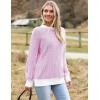 imageZeagoo Women 2024 Winter Oversized Sweater Crew Neck Long Sleeve Color Block Pullover Rib Knit Blouse Tops XS2XLRose Red