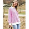 imageZeagoo Women 2024 Winter Oversized Sweater Crew Neck Long Sleeve Color Block Pullover Rib Knit Blouse Tops XS2XLRose Red