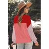 imageZeagoo Women 2024 Winter Oversized Sweater Crew Neck Long Sleeve Color Block Pullover Rib Knit Blouse Tops XS2XLRose Red Pink