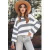 imageZeagoo Women 2024 Winter Oversized Sweater Crew Neck Long Sleeve Color Block Pullover Rib Knit Blouse Tops XS2XLWhite Gray Stripe