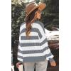 imageZeagoo Women 2024 Winter Oversized Sweater Crew Neck Long Sleeve Color Block Pullover Rib Knit Blouse Tops XS2XLWhite Gray Stripe