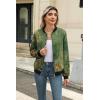 imageZeagoo Womens Bomber Jacket Casual Coat Zip Up Outerwear Windbreaker with Pockets SXXLGreen Print