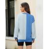 imageZeagoo Womens Striped Oversized Sweater 2024 Crew Neck Long Sleeve Knitted Color Block Casual Loose Pullover TopBlue Block
