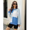 imageZeagoo Womens Striped Oversized Sweater 2024 Crew Neck Long Sleeve Knitted Color Block Casual Loose Pullover TopBlue Block