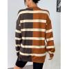 imageZeagoo Womens Striped Oversized Sweater 2024 Crew Neck Long Sleeve Knitted Color Block Casual Loose Pullover TopBrownblack Stripe